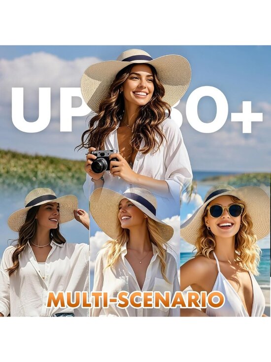 Packable Wide Brim Sun Hat with UPF 80+, Floppy Summer Beach Hat for All main image 9